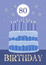 80th Birthday Modern Blue Cake Card created by Dale Simpson