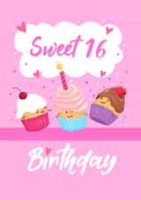 Sweet 16 Cute Cupcake's Birthday Card created by Dale Simpson