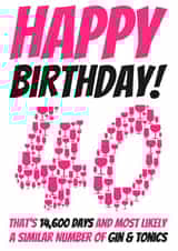 Funny Days and Gins 40th Birthday Card created by Simon