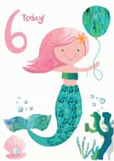Cute 6th Birthday Card - For Her - Mermaid created by Rocket68