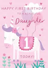 Cute Birthday Card - To Daughter - 1st created by Juniper and Rose Studio