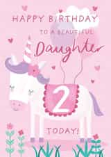 Daughter Age 2 Unicorn Birthday Card created by Juniper and Rose Studio