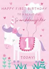 Granddaughter Age 1 Unicorn Birthday Card created by Juniper and Rose Studio