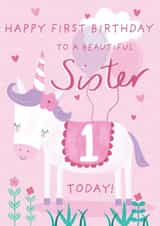 Sister Age 1 Unicorn Birthday Card created by Juniper and Rose Studio
