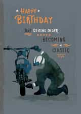 Classic Birthday Card - Arty - Motorbike - Becoming A Classic created by Jasperpie