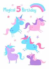 Children's Age 5 Unicorns Birthday Card created by Dale Simpson