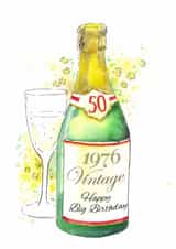 50th Birthday Champagne card - 2026 - born in 1976 created by Kate Garrett