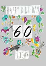 Classic 60th Birthday Card - For Her - Flowers created by Perkins & Morley