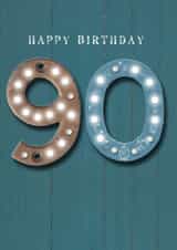 Classic 90th Birthday Card - Lights - Number created by Lucy Ledger