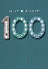 Classic 100th Birthday Card - Blue - Lights created by Lucy Ledger