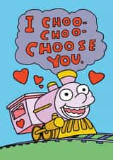 Cute Train Anniversary Card / Valentines Day Card - Choo Choo - Train - I Choo-Choo Choose You created by Hipsteroo