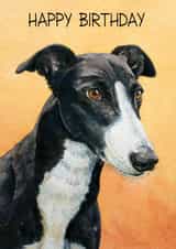 Arty Birthday Card - Greyhound - Painting created by Richard Marsh Art