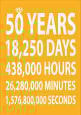 Cute 50 Years Breakdown Anniversary Card - 50 Years - 18,250 Days, 438,000 Hours, 26,280,000 Minutes, 1,576,800,000 Seconds created by Dottie Mottie