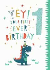 First Ever Birthday card -  Cute Dinosaur - 1st Birthday created by Dotty Black