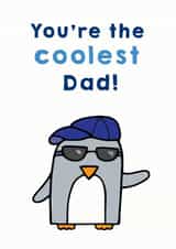 Cool Dad penguin birthday or Father's Day card created by Penguin Parade