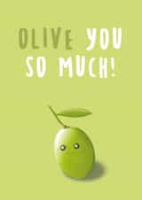 Olive green 'I love you' card created by Tom Boote