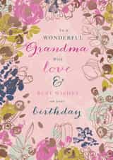 Traditional Birthday Card - For Grandma - Flowers created by Rebecca Prinn