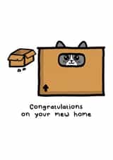 Funny Cat In A Box New Home Card - Congratulations On Your New Home created by Innabox