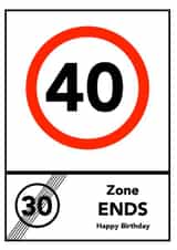 40 zone Birthday Card 1739 created by Ha! Go on then