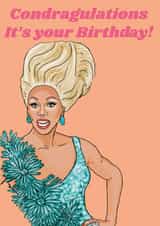 Funny Birthday Card - RuPaul Drag Race - Pun - Condragulations I'ts Your Birthday created by The Queer Store