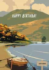 Arty Birthday Card - Boat - Mountains created by Emily McDowall