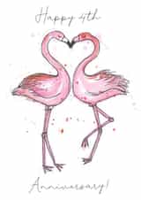 Pretty Flamingo Anniversary Card - 4 Years - Happy 4th Anniversary created by Shiv Makes Things