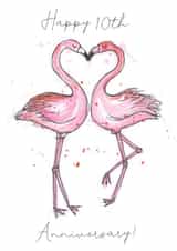 Pretty Flamingo Anniversary Card - 10 Years - Happy 10th Anniversary created by Shiv Makes Things