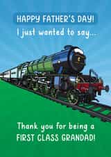 Cute Steam Train Fathers Day Card - Grandad - I Just Wanted To Say Thank You For Being A First Class Grandad created by Evie Garnett Designs