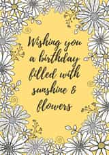 yellow sunshine and flowers birthday card created by Rebecca Handy