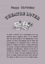 Heartfelt and Classic Birthday Card for Theatre Lovers created by Coulson Macleod