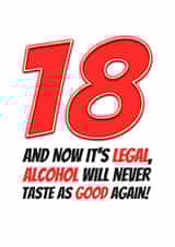 Alcohol Will Never Taste as Good Funny 18th Birthday Card created by Simon