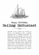 Classic Birthday Card - Sailing - Enthusiast created by Coulson Macleod