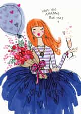prosecco flowers Birthday Card 19101 created by Miss Magpie Fashion Spy