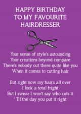 HAIRDRESSER poem Birthday Card 17921 created by Jenny Bowman