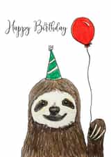 Sloth party animal Birthday Card 19120 created by JMountford Art