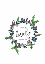 lovely floral wreath Birthday Card 19121 created by JMountford Art