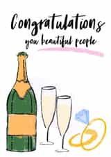 Pretty Prosecco Wedding Card - Congratulations You beautiful People created by Close To Me