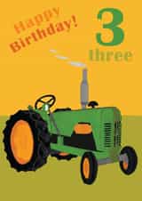 Age 3 birthday tractor card created by lovetractors