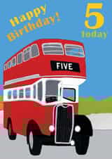 Age 5 Birthday Bus Card created by lovetractors