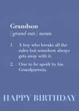 The definition of a Grandson birthday card created by SnailMail