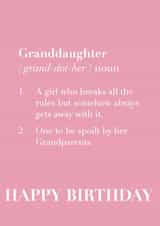 The definition of a Granddaughter birthday card created by SnailMail