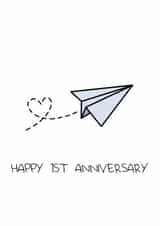 Cute Paper Anniversary Card - 1 Year - Paper Plane - Happy 1st Anniversary created by ifandwhenprints