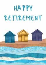 Happy Retirement beach huts coastal card created by NaviStitch