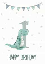 Happy 1st Birthday dinosaur Card - baby’s first birthday - T rex card - dinosaur created by SVHIllustration