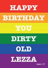 Funny affectionate LGBT Lezza Card created by Pride Cards UK