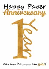Paper Into Gold 1st Paper Anniversary Card created by Simon