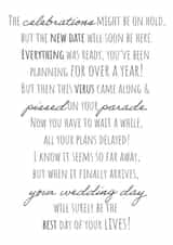 Postponed wedding day design created by Ami Webster