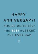 Cheeky Typography Anniversary Card - Husband - You're Definitely The Best Husband I've Ever Had created by From Deanna