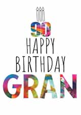 Stunning Gran 90th Birthday Card - Abstract Art - Birthday Cake and Candles created by size3art