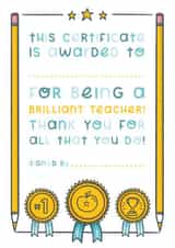 Brilliant Teacher Award Card created by Joanne Hawker